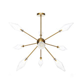 Lámpara de araña colgante de diamantes vintage - Vidrio ámbar / transparente - Cabezas 9/12/15 - Varilla ajustable - Accesorio para restaurante